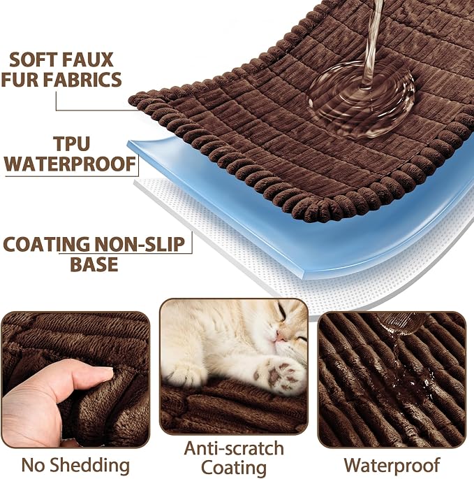 FUANGUI Waterproof Couch Cover Sofa Cover for Dogs and Pets Sofa Protector | Non-Slip Washable Fuzzy Soft Cat Bed Sofa Slipcover for 2-3 Cushion Couch Sofa Pet Friendly, Camel, 27.6" x 59.1", 1 pcs