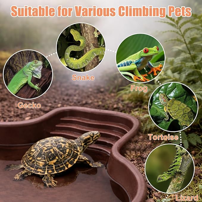 Petmolico Large Reptile Water Dish with Non-Slip Bottom – Snake Water Bowl,Tortoise Habitat Accessories for Turtle,Gecko,Lizard,Bearded Dragon
