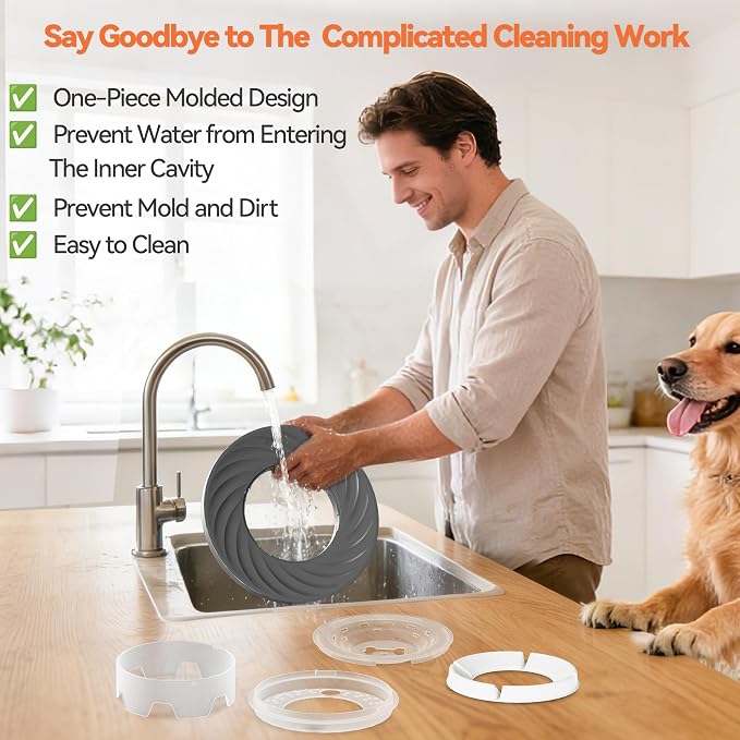 Decflow 12L No Spill Dog Water Bowl for Large Dogs, Stainless Steel Spill Proof Bowls with Suction Cup Anti-Skid Mat, Slow Feeder for Messy Drinkers, Heavy Duty Pet Bowls for Indoor/Outdoor Beige