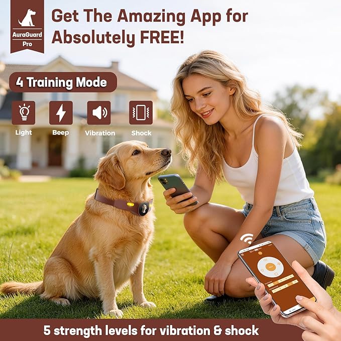 GPS Wireless Dog Fence, Smart Portable Electric Dog Fence Collar with Free App, 64-3280ft Adjustable Boundary, Rechargeable IP7 Waterproof, for Small Medium Large Dogs Outdoor Use