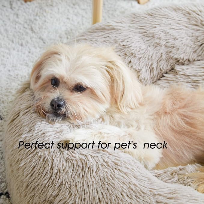 Western Home Calming Donut Cat Bed Small Dog Bed Washable,20" Brown | Fluffy Faux Fur Round Cuddler,Anti-Anxiety,Anti-Slip Bottom,Self-Warming Pet Bed for Small Dog&Kitten&Puppy,Up to 12 LBS