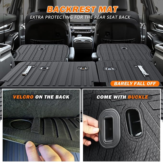 KUST Cargo Mat for 2020-2025 Kia Telluride 7 Seats, Rubber Rear Trunk Liner with 2nd/3rd Row Backrest Kick Mat for Telluride Accessories High Edge Cover All Weather Protection