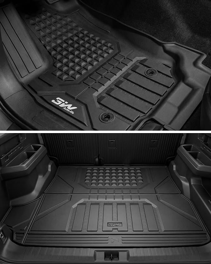 3W Floor Mats for Toyota 4Runner 2025 2026 5 Seats(Not fit Hybrid), All Weather TPE Custom Fit Floor Liner & Trunk Mat & 2nd Row Under Seat Mat & Backrest Mat for 4 Runner Full Set 7Pcs