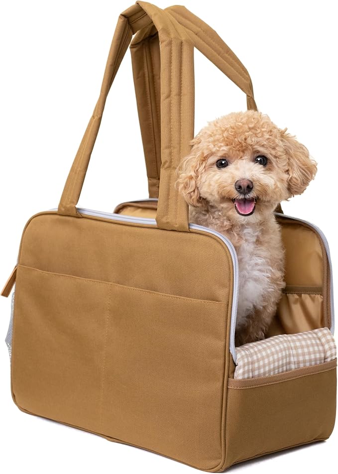 Dog Purse Carrier for Small Dogs – Cotton Padded Interior, Multiple Pockets, Breathable Mesh & Comfortable Strap – Durable Polyester Travel Bag, Lightweight Cat Carrier - Versatile Small Pet Bag