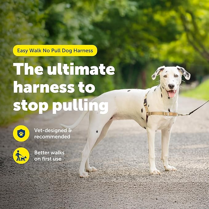 PetSafe Easy Walk Harness, No Pull Dog Harness, Fawn, Medium | Patented Martingale Loop Gives Gradual Shoulder Pressure to Stop Pulling, Front-Chest Leash Clip Prevents Gagging