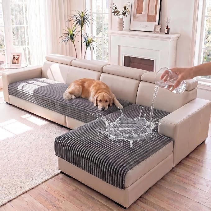 FUANGUI 2 Pack Waterproof Couch Cover for Dogs for Sectional Sofa | Washable Pet Couch Covers for Pets, Non Slip 2 PCS L Shaped Sofa Slipcover, Sofa Covers for 3 Cushion Couch Sofa Pet Friendly