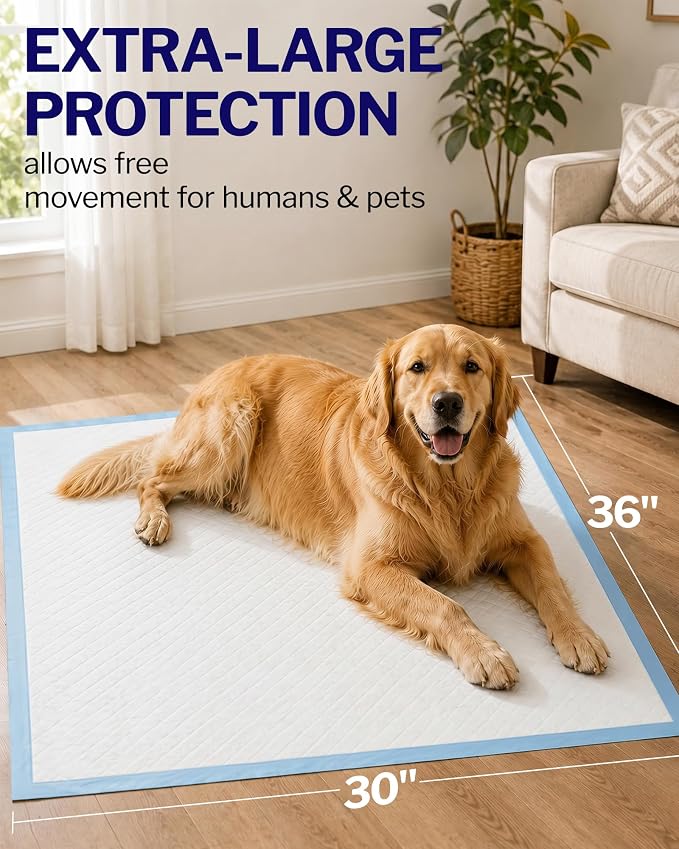 Powools Ultra Thick Bed Pads, 36 x 30 in, 6-Layer, Leak-Proof, 50-Pack | Disposable Adult & Pee Pads for Dogs, Super Absorbent, Quick-Dry, Skin-Friendly, Disposable Changing Pads for Baby
