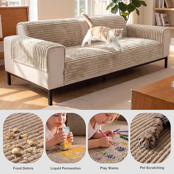 FUANGUI Waterproof Armrest Couch Cover for Dogs, Washable Backrest Cover | Soft Recliner Chair Protector, Cat Dog Armchair Armrest Cover Non-Slip Couch Covers Sofa Pet Friendly