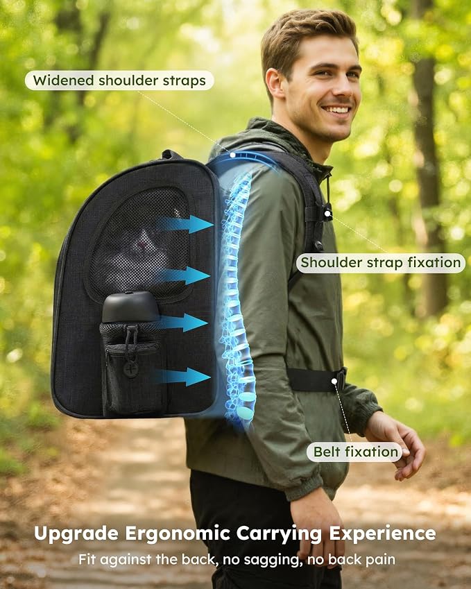 pecute Cat Backpack Expandable, Cat Backpack for Cat with Acrylic Window | Durable Oxford Cloth, Lockable Zipper,Use for Pet Under 11 lbs to Travel
