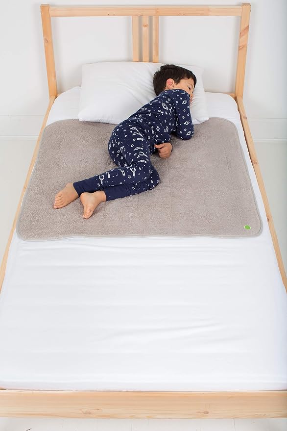 PeapodMats Bedwetting Waterproof Bed Mat, Reusable 3x3 Sand | Washable reusable bed mat for bedwetting, incontinence, kids, adults, pets, and mattress protection.