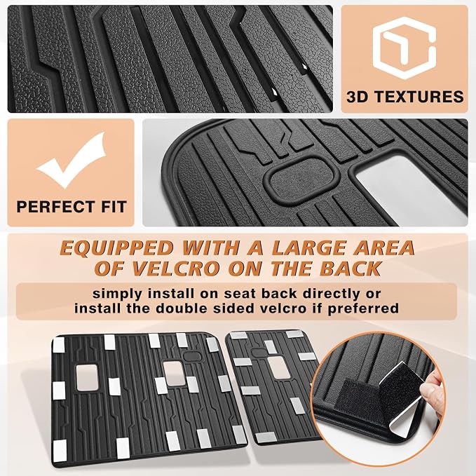 TripleAliners Backrest Mats All Weather Liners Compatible with 2024-2026 GMC Acadia/Chevy Traverse & 2025 2026 Buick Enclave TPE Third Row Seats Back Cover
