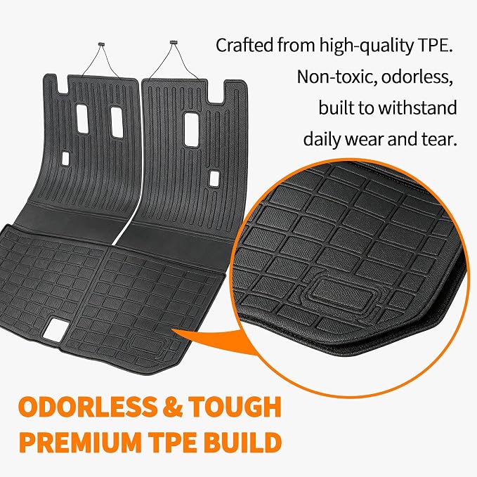 Cargo Mat for 2016-2022 Honda Pilot (No Elite), TPE All Weather Cargo Liner Trunk Mat Back Seat Cover Protector for Pilot Car Accessories (Trunk Liner with Backrest Mat)