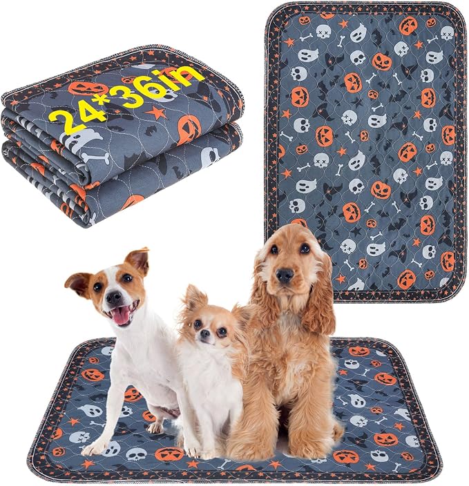 BEAUTYZOO Reusable Puppy Pads,Washable Pee Pads for Dogs,Non Slip Wee Wee Pad for Potty Training,Thick Heavy Absorbent Underpads for Playpen,Bed,Sofa,Crate,Travel & Outdoor, 24"" x 36""