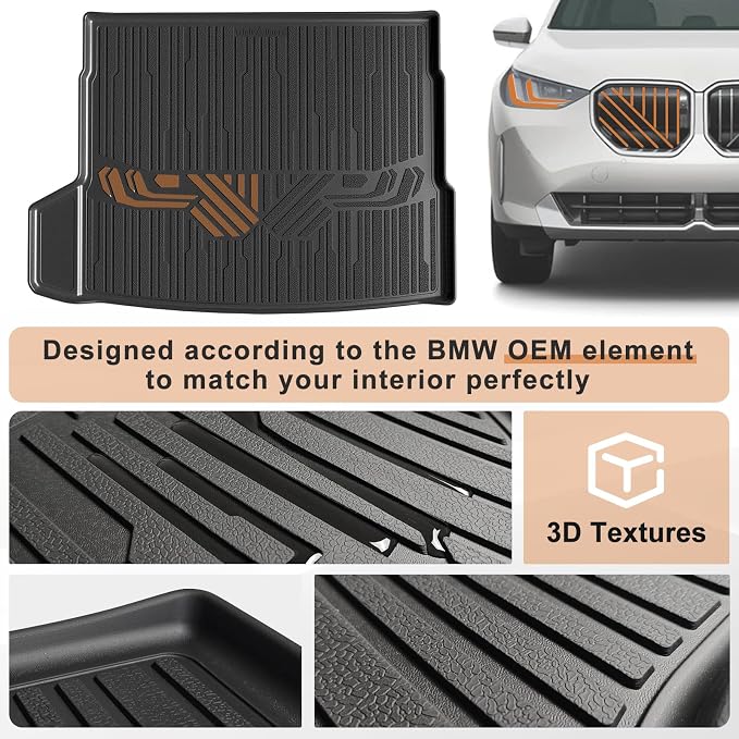 TripleAliners Trunk Mat All Weather Compatible with 2025 2026 BMW X3 Accessories Custom Fit Protection Trunk Floor Liner Cargo Mat TPE Anti-Slip Odorless Cargo Liner