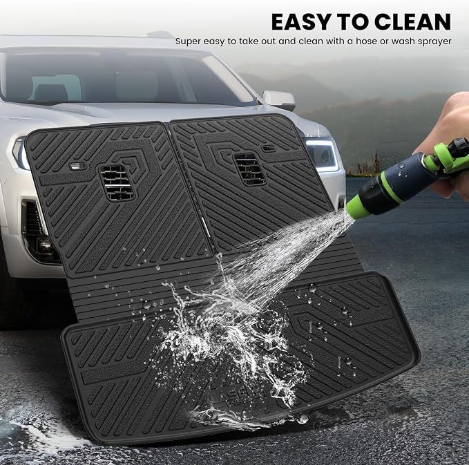 LASFIT Trunk Mat with Backrest Mat for GMC Acadia 2017-2023, All Weather TPE Custom Fit Cargo Mat Trunk Liner with Backrest Mat, Black