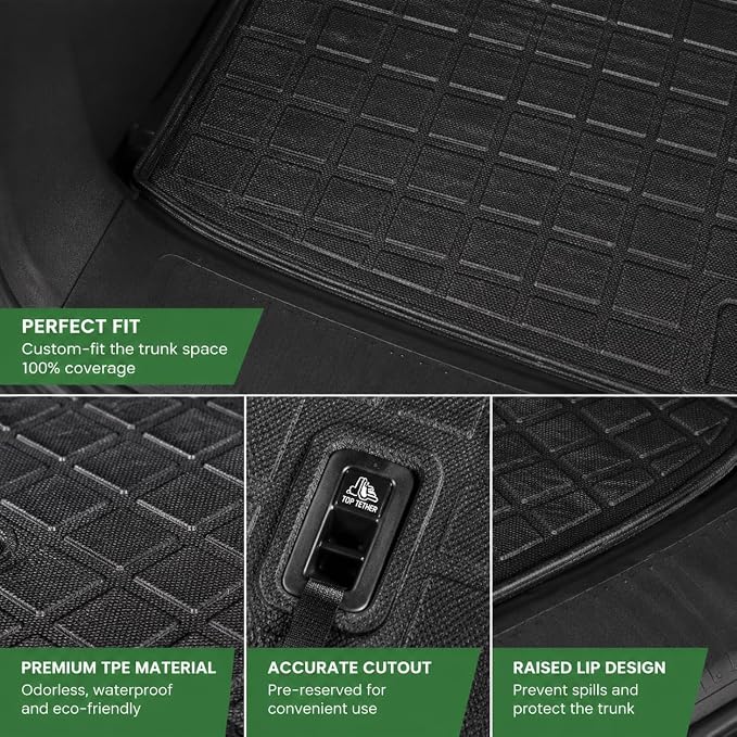 Cargo Mat for 2023 2024 2025 2026 Honda Pilot All Weather TPE Trunk Mat Cargo Liner Back Seat Cover for Pilot Car Accessories (2-in-1 Trunk Liner)