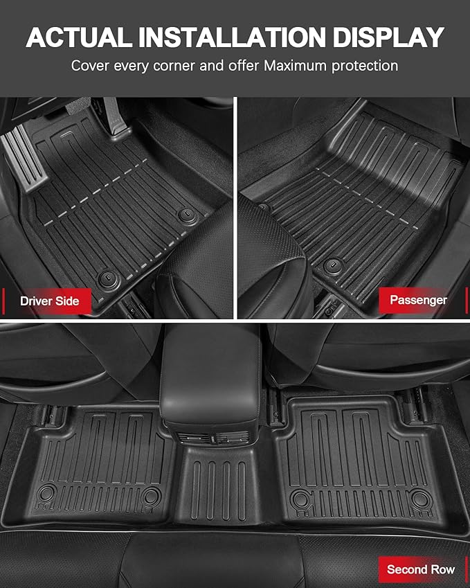 IKABEVEM Floor Mats for 2021-2025 2026 Kia Sorento 6/7 Seats (NO Hybrid) - Custom Fit TPE Floor Liners Cargo Liner Backrest Mat 2nd Row Kick Mats All Weather Protector Sorento Accessories