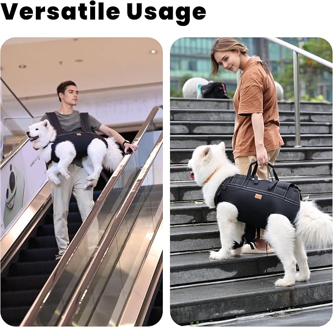 Dog Lift Harness Backpack Carrier for Large Dogs, Full Body Sling with Handle, Dog Harness for Joint Injuries, Arthritis, Ideal for Stairs, Elderly Dogs (XXX-Large 66-83LBS)
