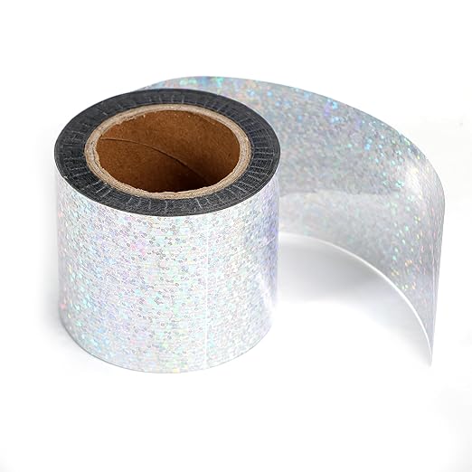 Bird B Gone Holographic Flash Tape (150ft Roll) - Reflective Bird Deterrent Tape - Scare Birds Away from Gardens, Fruit Trees, Patios & Boats - Bird Scare Tape for Pigeons, Woodpeckers, Sparrows
