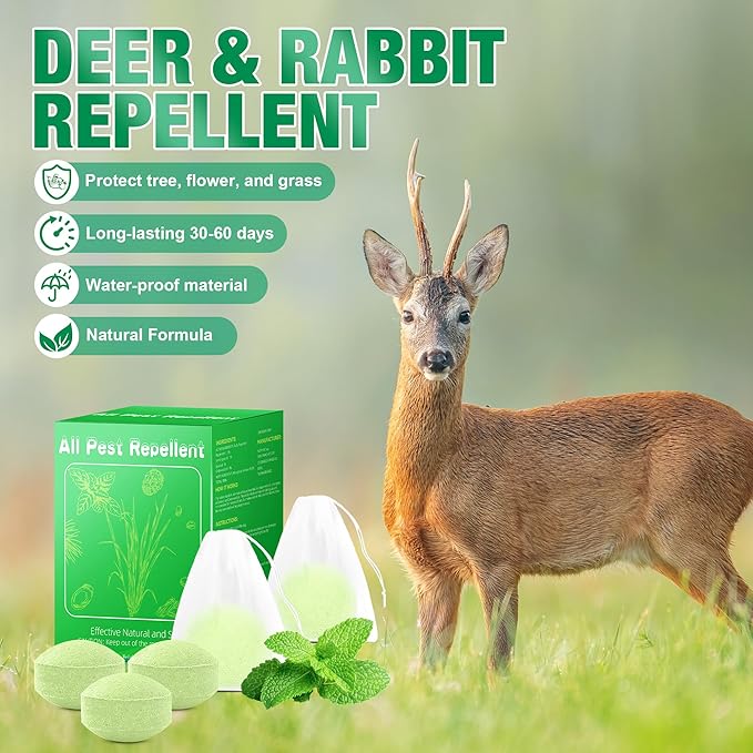 24 Pack Deer Repellent Peppermint Oil to Keep Deer Away from Plant, Powerful Deers Repellent for Garden Yard Fruit Tree Patio,new