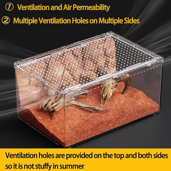 Insect breeding Box Reptile Feeding Box, Waterproof Enclosure Enclosure for arboreal Tarantula Scorpion Sling Lizards Snake Gecko Jumping Spider Snail Isopods, Reptile breeding Box (8x6x4 Inch) ﻿