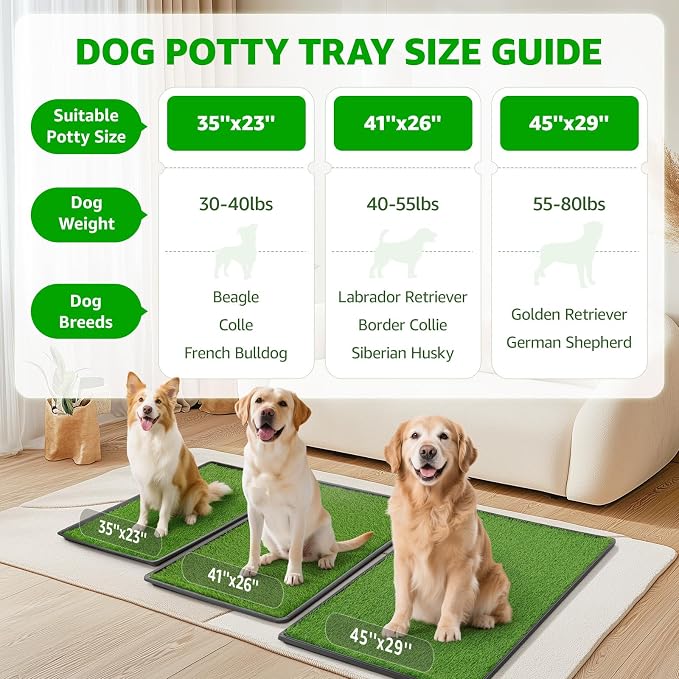 Portable Dog Grass Pad with Tray 35"x23", for Indoor Outdoor Potty Training | Dog Litter Box, Easy to Clean, Pet Loo, Artificial Grass Patch, Washable Pee Pad, Ideal for Patio Balcony Apartment