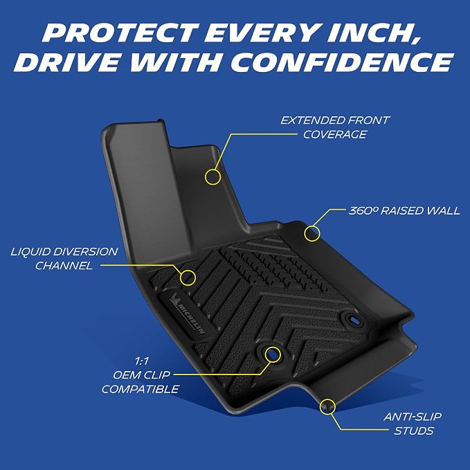 Michelin Vehicle Mats, Premier Series All-Weather TPE Custom Fit Liner for Toyota RAV4 Hybrid 2026-2027 Floor Mats (3 Piece)