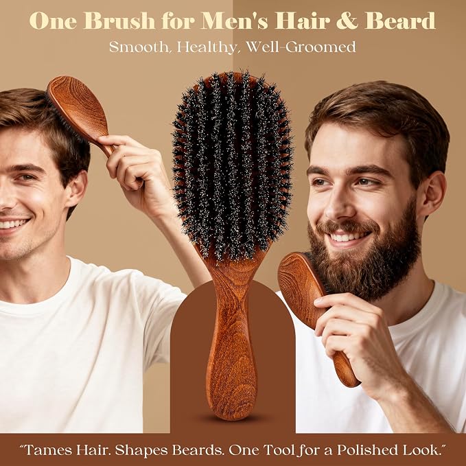 100% Boar Bristle Hair Brush Since 1965 British Craftsmanship | Handmade Natural Wooden Slick Back Hairbrush, Soft Bristles Gentle Smoothing Women Men Kids Thin Fine Hair, Anti Breakage