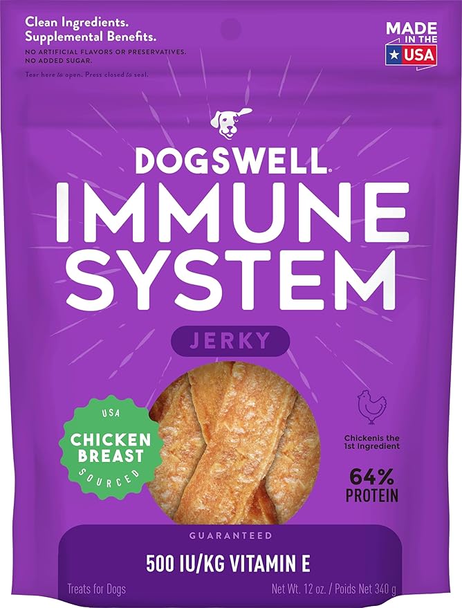 Dogswell Immune System Jerky Dog Treats, Chicken Breast, 12 oz. Bag