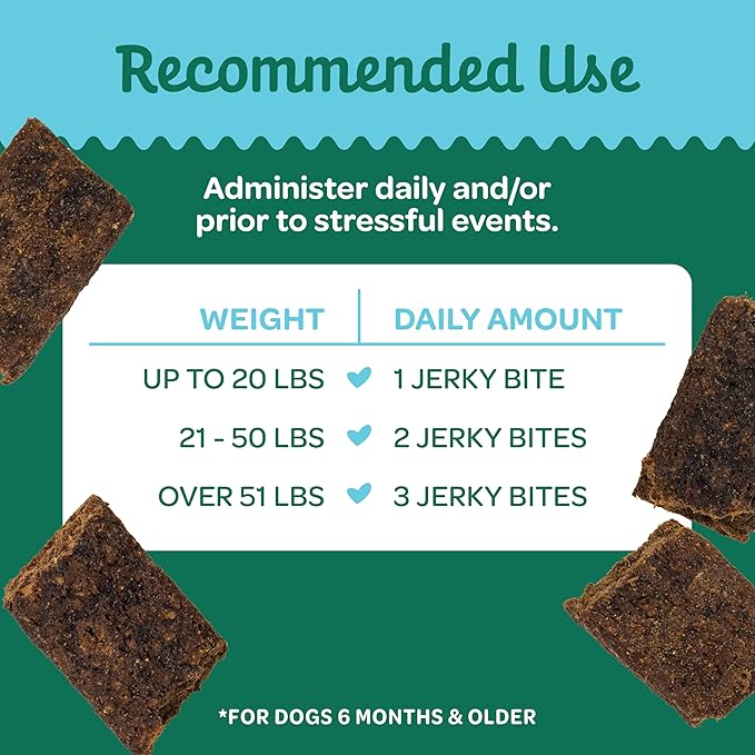 Wholesome Pride Functional Calming Support Turkey Jerky Bites, USA Made Calming Dog Treats - 8 oz