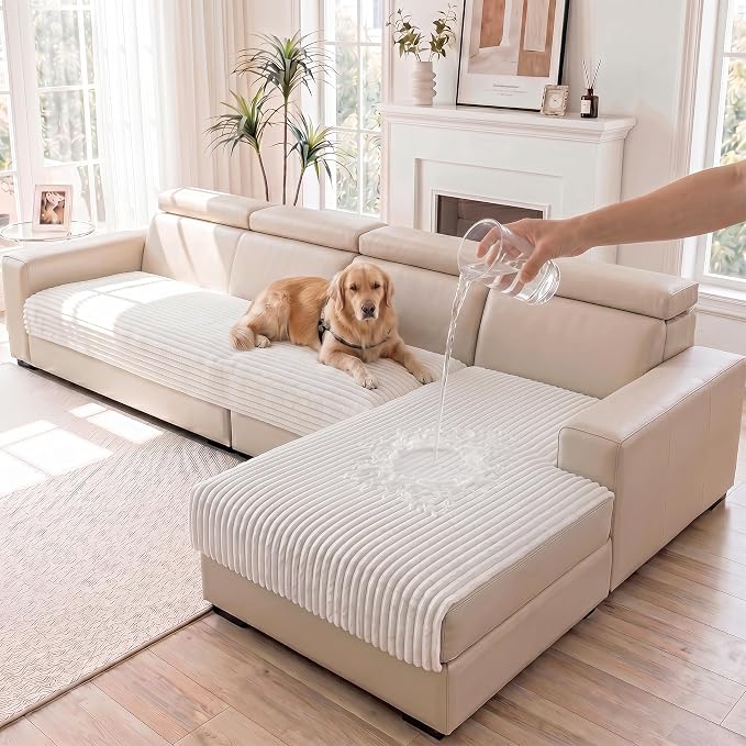 FUANGUI 2 Pack Waterproof Couch Cover for Dogs for Sectional Sofa | Washable Pet Couch Covers for Pets, Non Slip 2 PCS L Shaped Sofa Slipcover, Sofa Covers for 3 Cushion Couch Sofa Pet Friendly