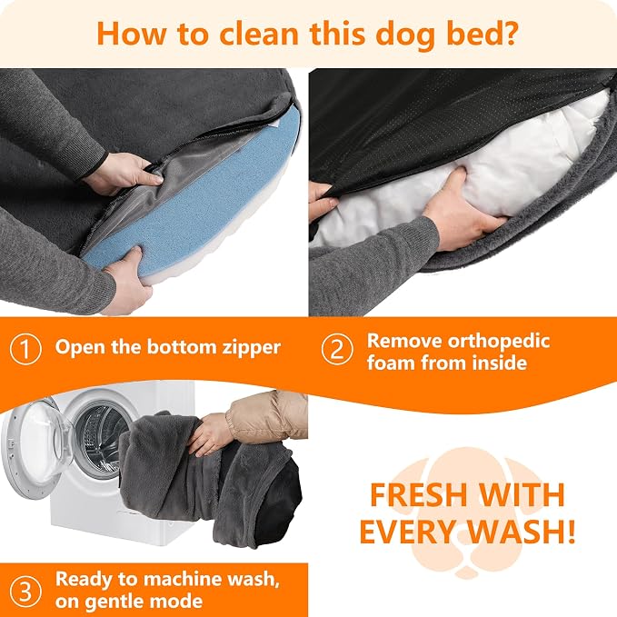 Human Dog Bed for Adult, Orthopedic Gel Memory Foam, 71"x47"x9" | Human Dog Bed Fits Adult & Pets, Reversible Egg-Crate Foam Cushion, Washable Pet Bed with Blanket, Black Grey