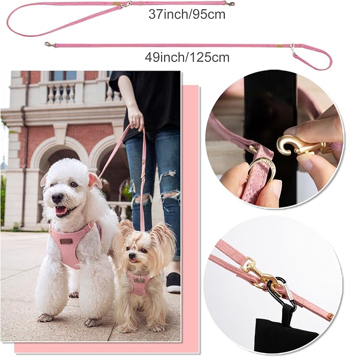 Puppytie XXS Puppy Harness and Leash Set, Pink, XXS (2.2–6 lbs) | Puppy Harness for Small Dogs, Teacup and Yorkie Harness, Soft Lightweight and Adjustable, XXS Dog Harness for Daily Walks