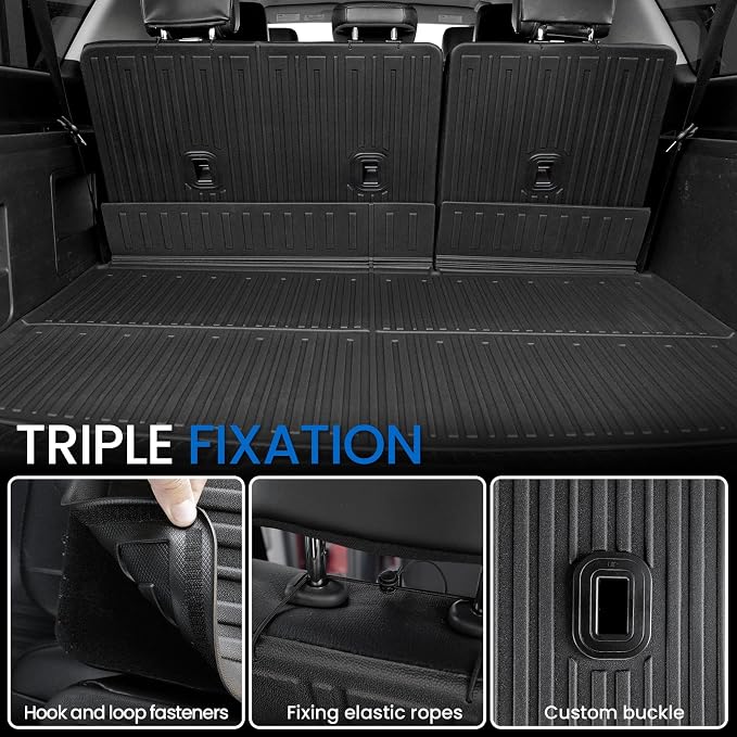 Cargo Mat Backrest Mats for 2018-2024 Ford Expedition Max 7/8 Seats, All Weather TPE Trunk Mat Cargo Liner Accessories (Cargo Mat+3rd Row Backrest Mats)