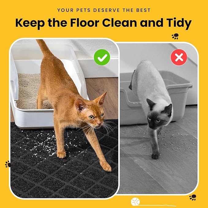 Conlun Cat Litter Mat Litter Trapping Mat, 35" x 23" Premium Durable PVC Grid Mesh with Scatter Control, Non-slip, Less Waste Cat Litter Box Mat, Soft on Kitty’s Paws, Urine Waterproof