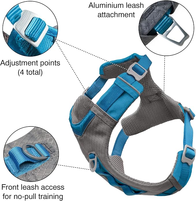 Kurgo Journey Air Dog Harness, Coral, Large | Padded Chest, Ripstop Outer & Breathable Mesh, Back Assist Handle, Rust-Free Aluminum Hardware, Reflective Trim