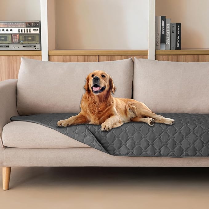 gogobunny Waterproof Blanket, Couch Covers for Dogs, Reversible Protector | 3X Stronger Leakproof, Scratch Proof Durable Furniture Protection, Stain Resistant, Washable, 30x70 Inch Dark Grey