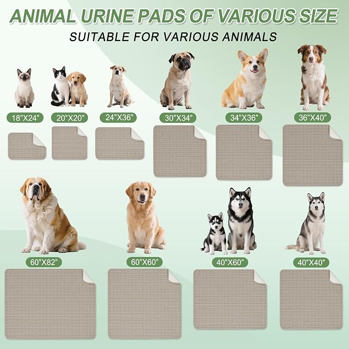 Washable Pee Pads for Dogs Puppy Pad, Brown 20”x20” 2 Pack | High Absorbent Dog Pee Pad Leak Proof Cat Rugs, Reusable Non Slip Pet Mat, Wee Wee Pads for Training, Crate and Floor