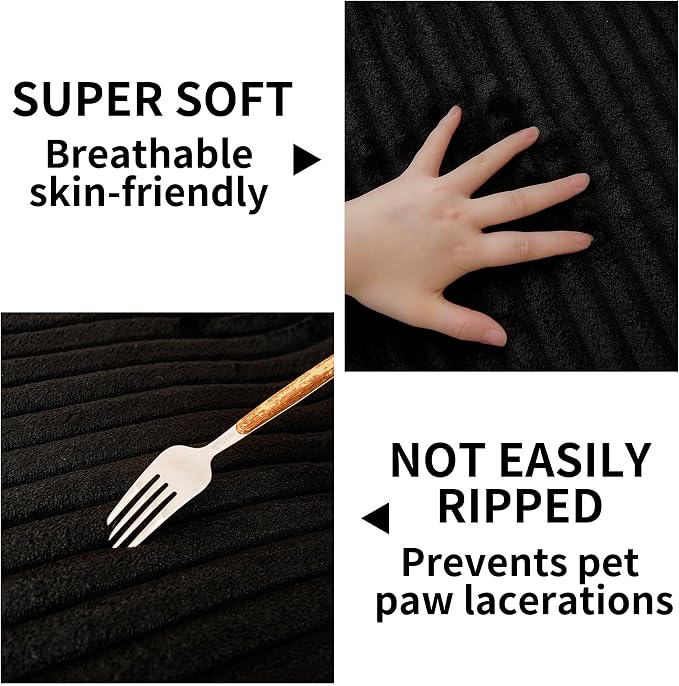 HAOMAIJIA Waterproof Couch Cover for Dogs Washable,Faux Fur Pet Couch Covers for Sofa,Soft Dog Bed Cover Non-Slip Couch Covers for 3 Cushion Couch Sofa Pet Friendly (Black, 35" x 47" 1 Pack)