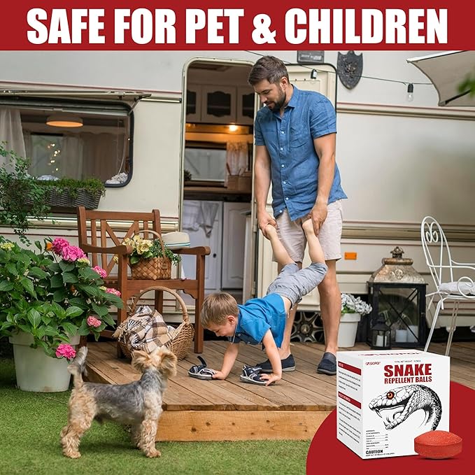 Snake Repellent Balls for Yard - Powerful Outdoor Protection | Pet & Child Safe | Natural Snake Deterrent for Home, Garden, Camping | Targets Copperhead & Rattlesnakes (12, 1 Count (Pack of 12))
