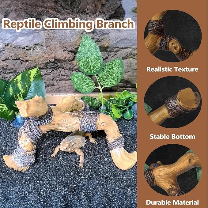 Tfwadmx Snake Climbing Branch, Reptile Climbing Decor Resin Reptile Climbing Wood Branches, Gecko Tank Branches Decor for Lizards, Tarantulas, Hermit Crab, Frogs
