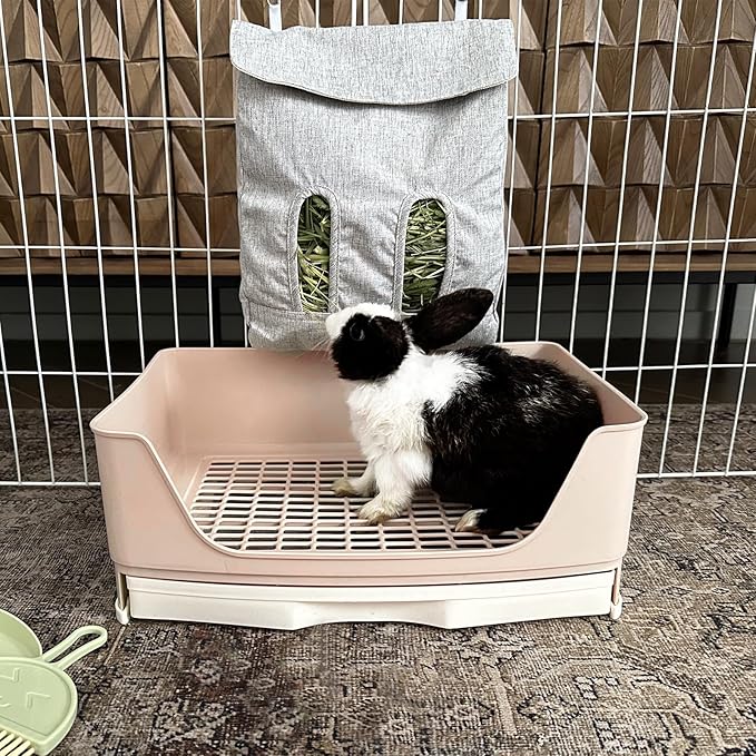 Large Rabbit Litter Box Bunny Litter Box, Potty Training for Rabbits Litter Pan with Drawer, Rabbit Bedding Toilet for Adult Guinea Pig, Ferret, Bunny and Other Animals (Brown)