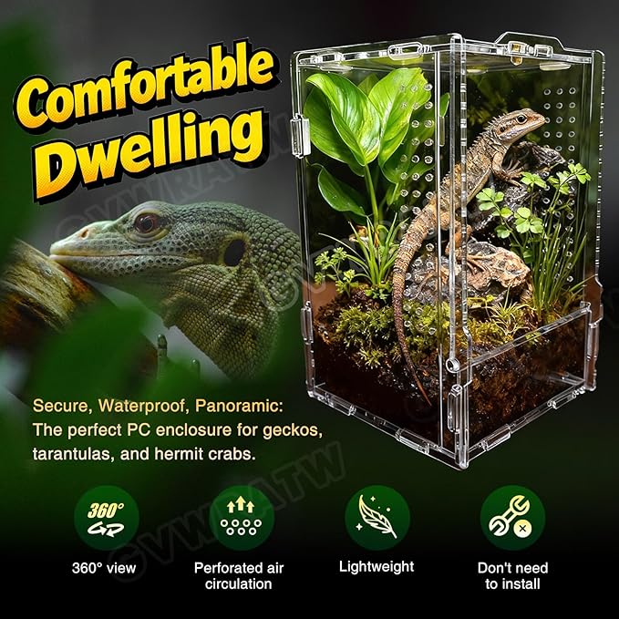 The Ultimate Small Animal Terrarium 4.72" x 4.33" x 7.8": A Versatile Reptile & Critter Tank for Lizards, Spiders, Snakes, Frogs, Hermit Crabs & More