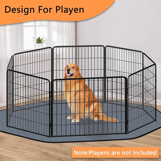 Bunlitent Washable Pee Pads for Dogs, 63'' Diagonal Octagon, 2 Pack, Grey | Designed for 24'' Width 8 Panels Dog Playpen, Non-Slip, Super Absorbent, Reusable, Waterproof, For Dog Playpen, Crate, Car