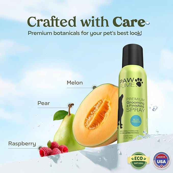 PAWFUME Dog Perfume Spray for Grooming, Blue Ribbon, 2-Pack | Probiotic, alcohol-free mist detangles, moisturizes and keeps pups fresh all day, salon-quality Dog Spray Deodorizer Perfume
