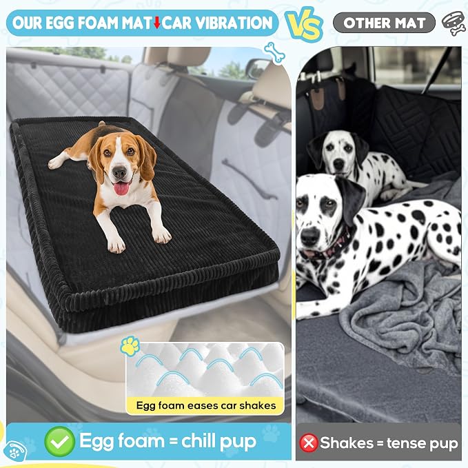 Loiion Dog Car Bed, Non-Slip Backseat Extender Pet Mat 56"x28.7"x2" | Removable, Washable Dog Bed With Waterproof Liner Protects Car Seats, Anti-Slip Travel Bed For Dogs