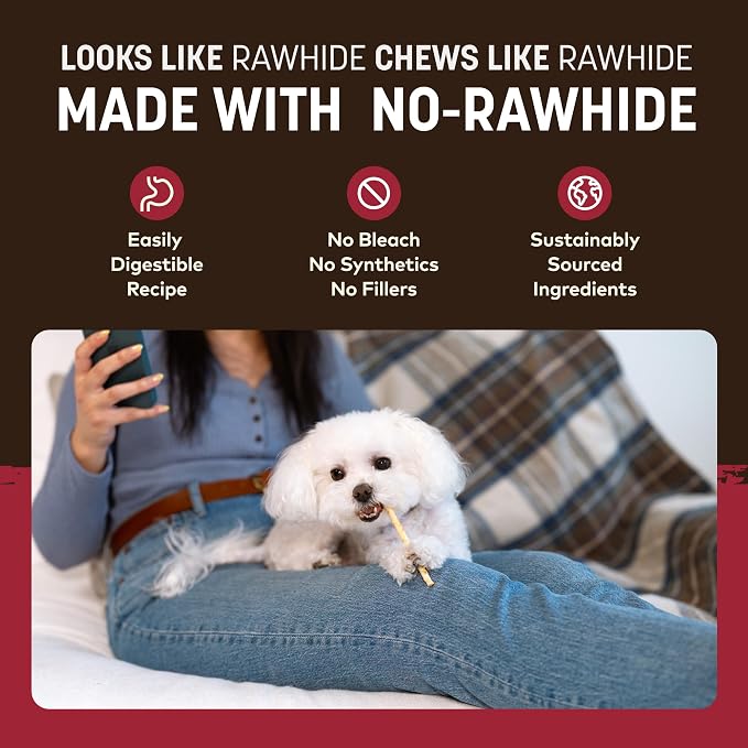 Earth Animal No Hide Stix - Rawhide Free Dog Chews Sticks 80 Count Beef | Small Sticks Beef Flavored Natural Rawhide Free Long Lasting Dog Chews - Pet Treats for Small Dogs and Cats