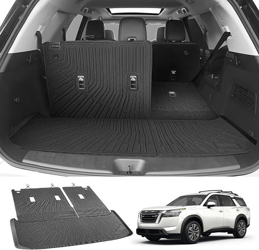 Cartist Cargo Mat & Backrest Mat Fits for Nissan Pathfinder 2022 2023 2024 2025 2026(7/8 Seats) All Weather TPE Trunk mat for Pathfinder Car Accessories for Pathfinder 2022-2026