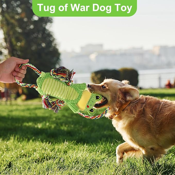 Drmstow Interactive Chew Proof Dog Toys for Boredom & Anxiety - Plush with Squeaker & Crinkle Sound & Ropes for Small, Medium, Large Dogs