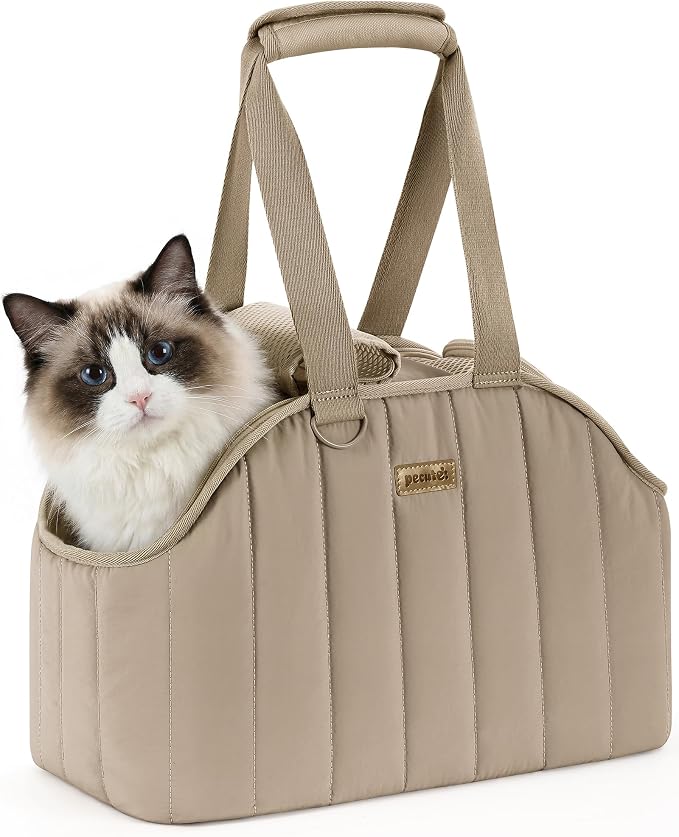 Pecute Dog Purse Carrier, Lightweight Dog Carriers for Small Dogs,XL,Khaki | Breathable mesh,Foldable,Paper-textured fabric is water-repellent,Built-in safety rope,Machine washable,Under 8.8lbs